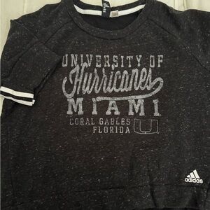 Adidas Miami Hurricanes Dark Gray Short Sleeve Sweatshirt